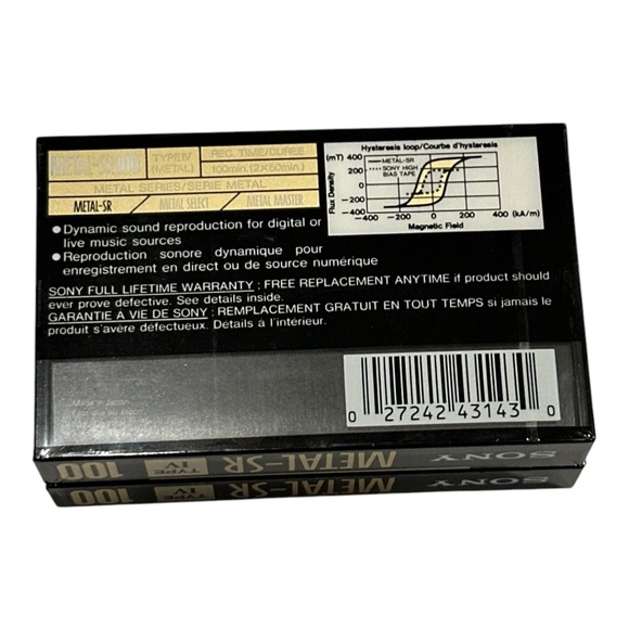 SOLDSony METAL-SR 100 Metal Cassette Tape Lot 2 Tapes - Picture 6 of 7